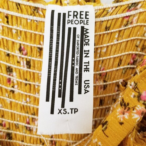 NEW Free People Bella Smocked Slip Tie Strap Bodycon Mini Dress XS Yellow Gold - Picture 6 of 12